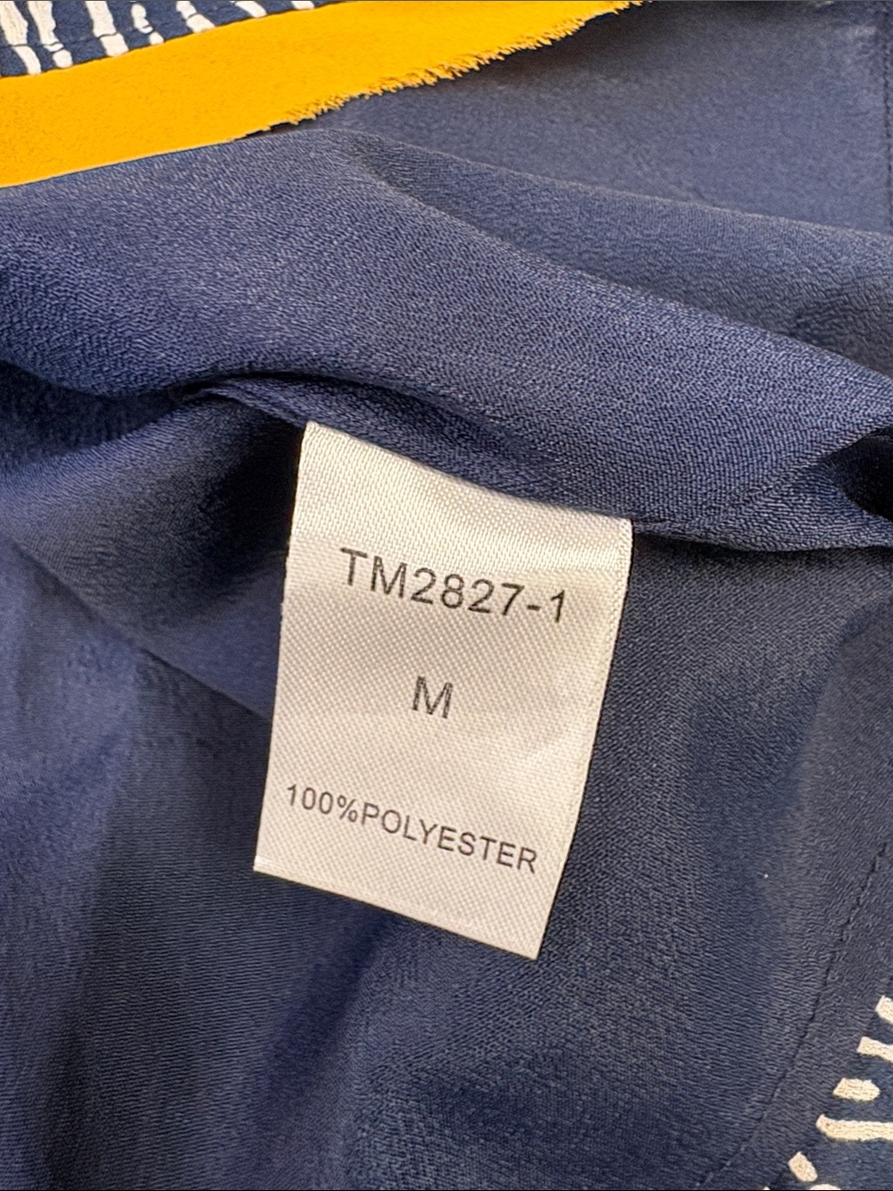 THML Embroidered Striped Shift Dress Navy & White with Mustard Embroidery Medium - Picture 9 of 12